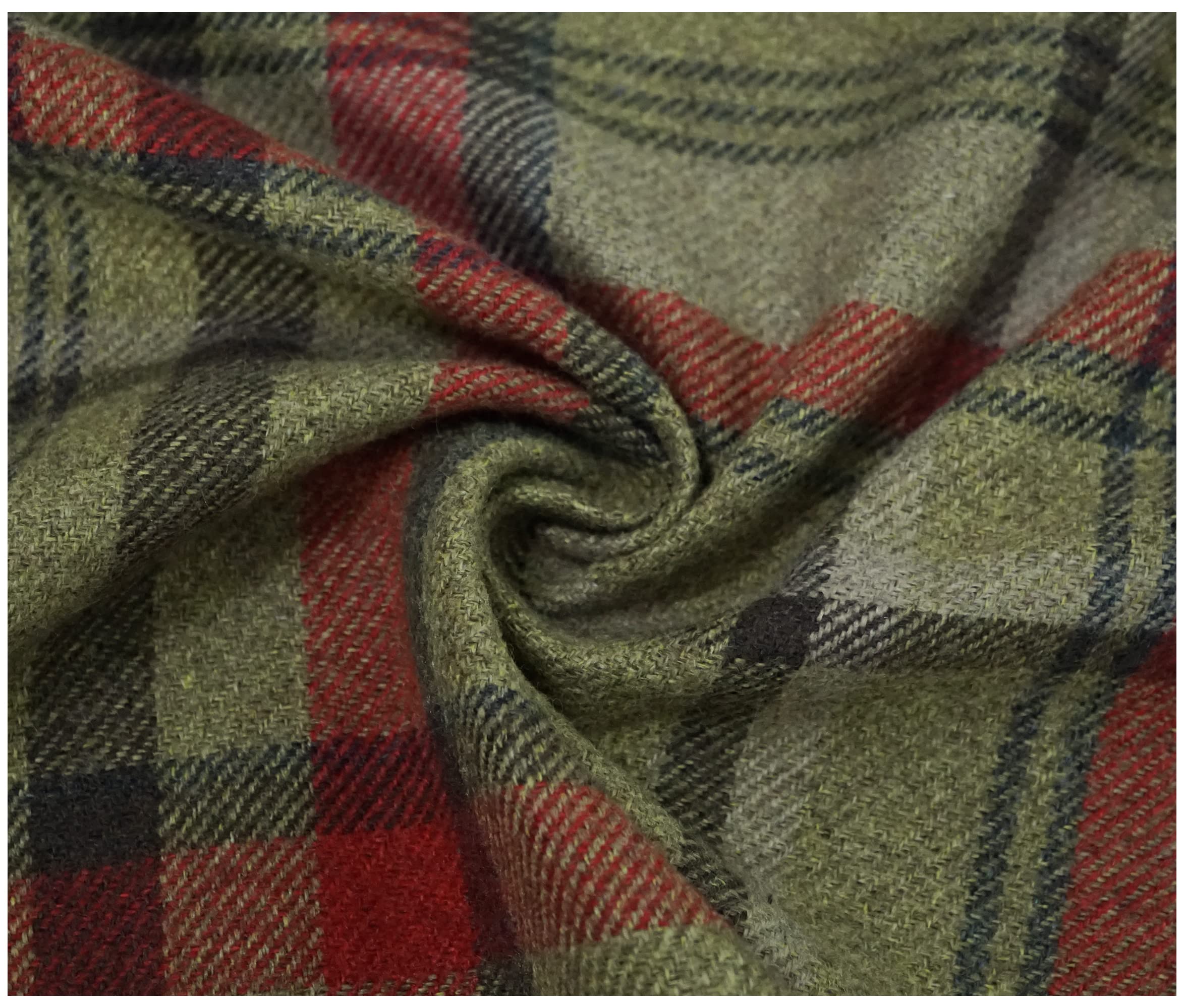 Skye Balmoral Thick Wool Effect Tartan Upholstery Curtain Fabric Sofa Plaid Fabric (200 x 140cm (2 Metre), Hunter)