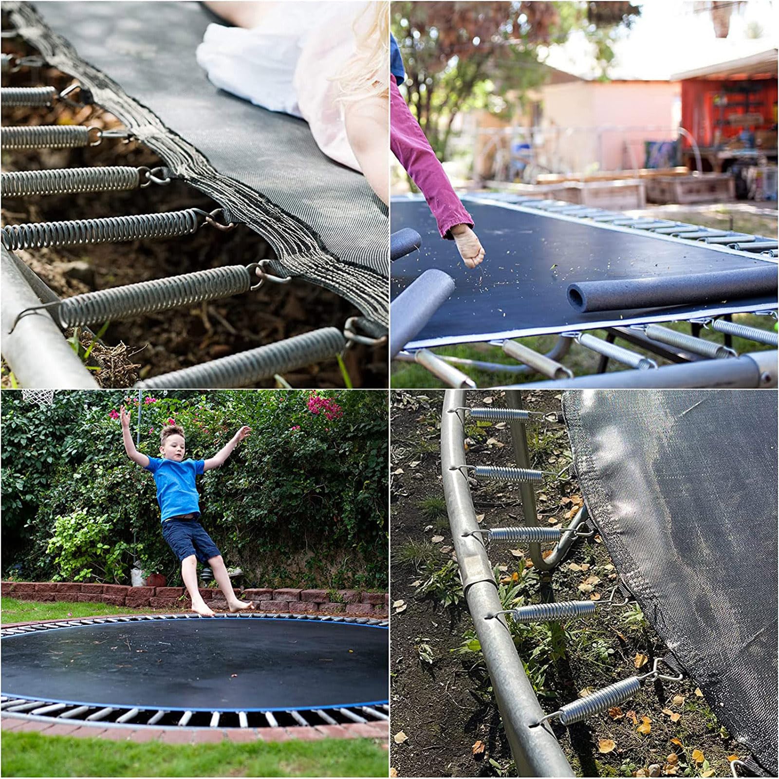 Trampolinfedern-Set – 88 mm, 100 mm, 116 mm, 130 mm, 140 mm, 165 mm, 178 mm, 210 mm – langlebige Trampolin-Ersatzfedern mit Federwerkzeug – unverzichtbares Trampolin-Zubehör
