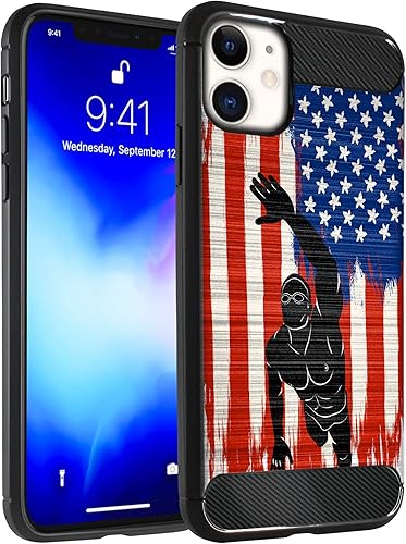 Miniatura 18 de CasesOnDeck - Funda compatible con Apple iPhone 11 / iPhone XI (2019) de 6.1 pulgadas, funda delgada de fibra de carbono TPU para acentuar arañazos