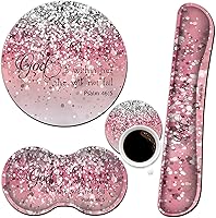 Vista 1 de Reposamuñecas para teclado + alfombrilla para mouse + reposamuñecas para mouse + posavasos, espuma viscoelástica ergonómica, juego de 4 alfombrillas