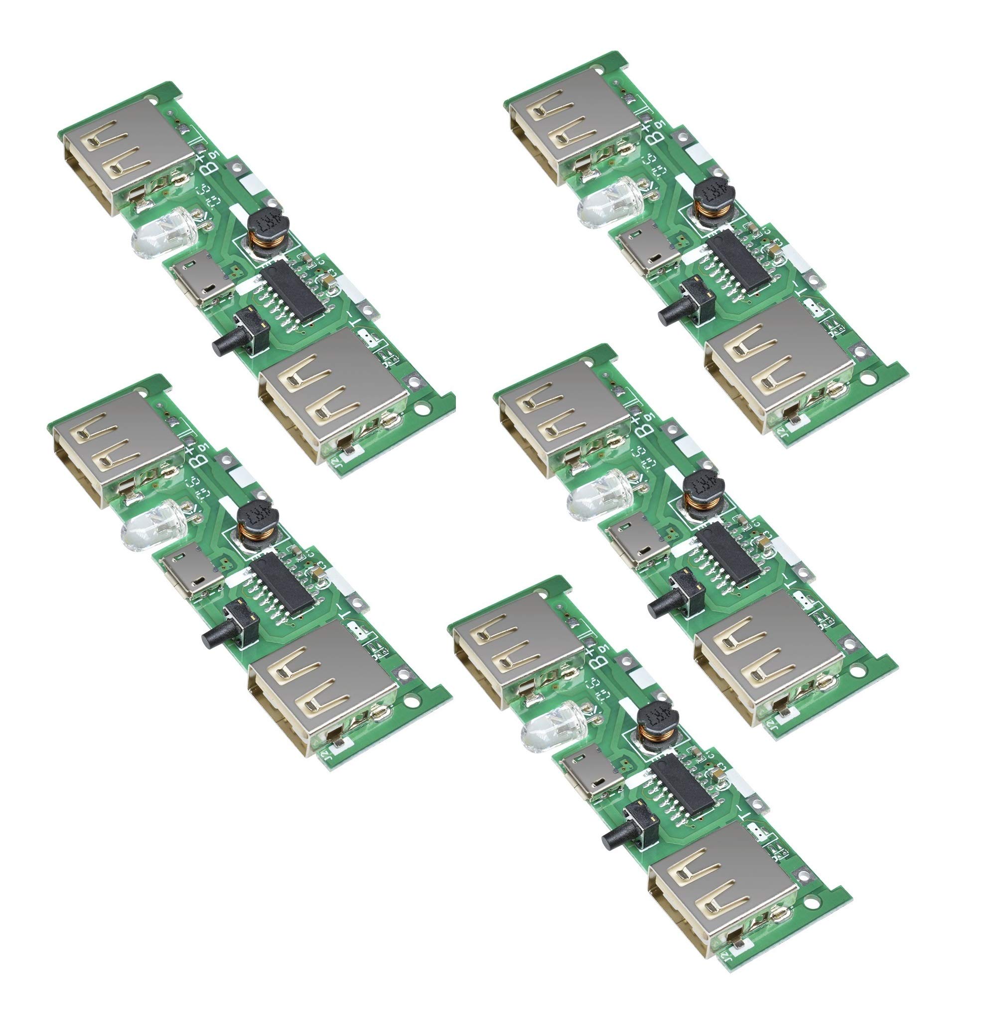 INVENTO 5pcs 5V 1A 2A Double Micro USB Step-Up Power Bank Module Lithium ion Battery Charging Board Boost Converter Usb For DIY Power Bank circuit Charger-image-14