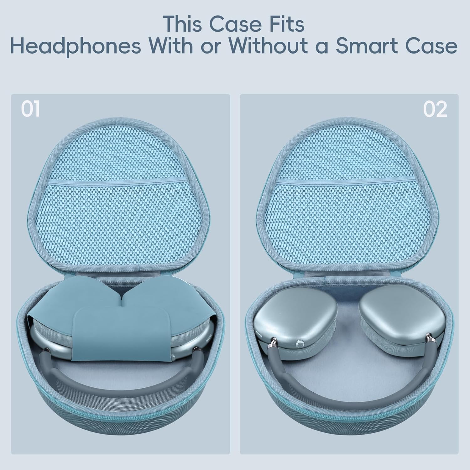 khanka Hard Carrying Case for Apple AirPods Max Wireless Over-Ear Headphones,Light Blue Case - Image 7