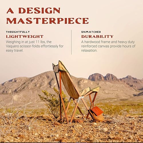 Miniatura 3 de CHAMA Vaquero Silla y bolsa de viaje  Pizarra y hueso, hermosa silla plegable portátil de madera y lona para exteriores, ideal para camping, patios,