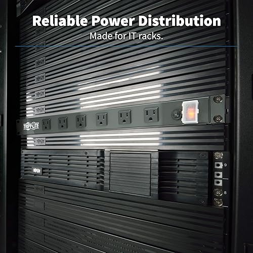 Miniatura 10 de Tripp Lite Regleta de alimentación PDU para montaje en rack de 12 salidas, seis tomas frontales y seis orientadas hacia atrás, 15A, 120V, cable de