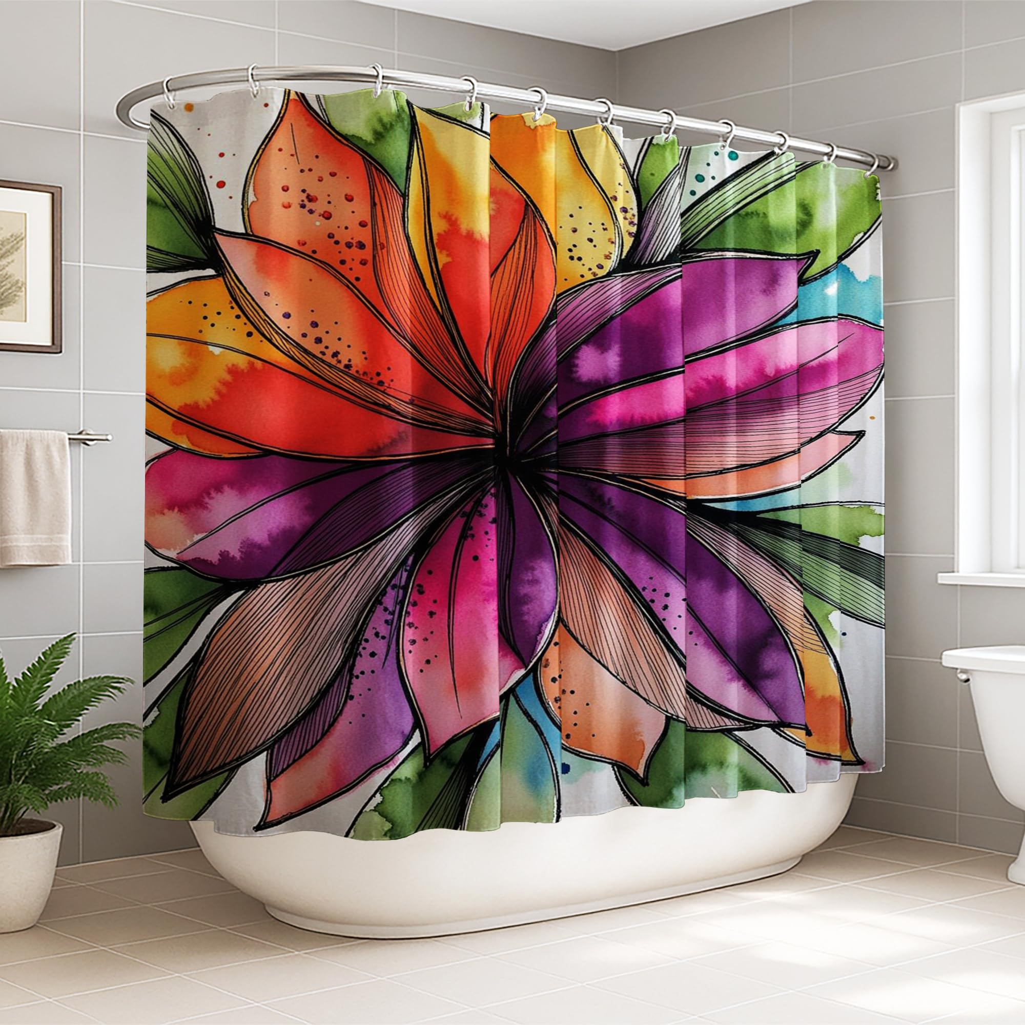 Rideau de douche extra large anti-inondation pour baignoire d'appartement