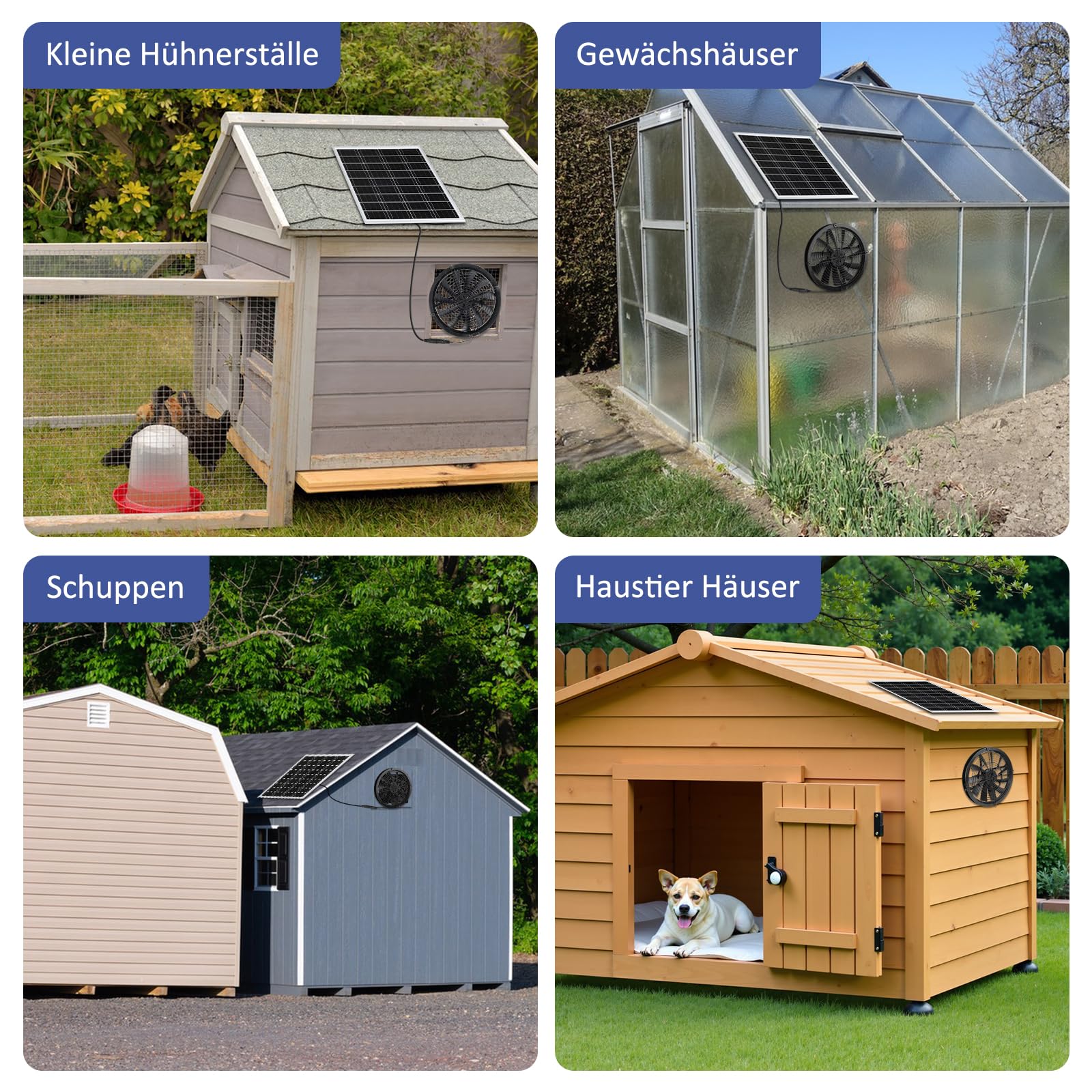 Solar Ventilator, 18W Solarpanel Ventilator Gewächshaus, mit DC Solar Lüfter Wasserdichter für kleine Hühnerställe, Schuppen, Haustierhäuser, Fensterauspuff, mit 3M Kabel und Halterung