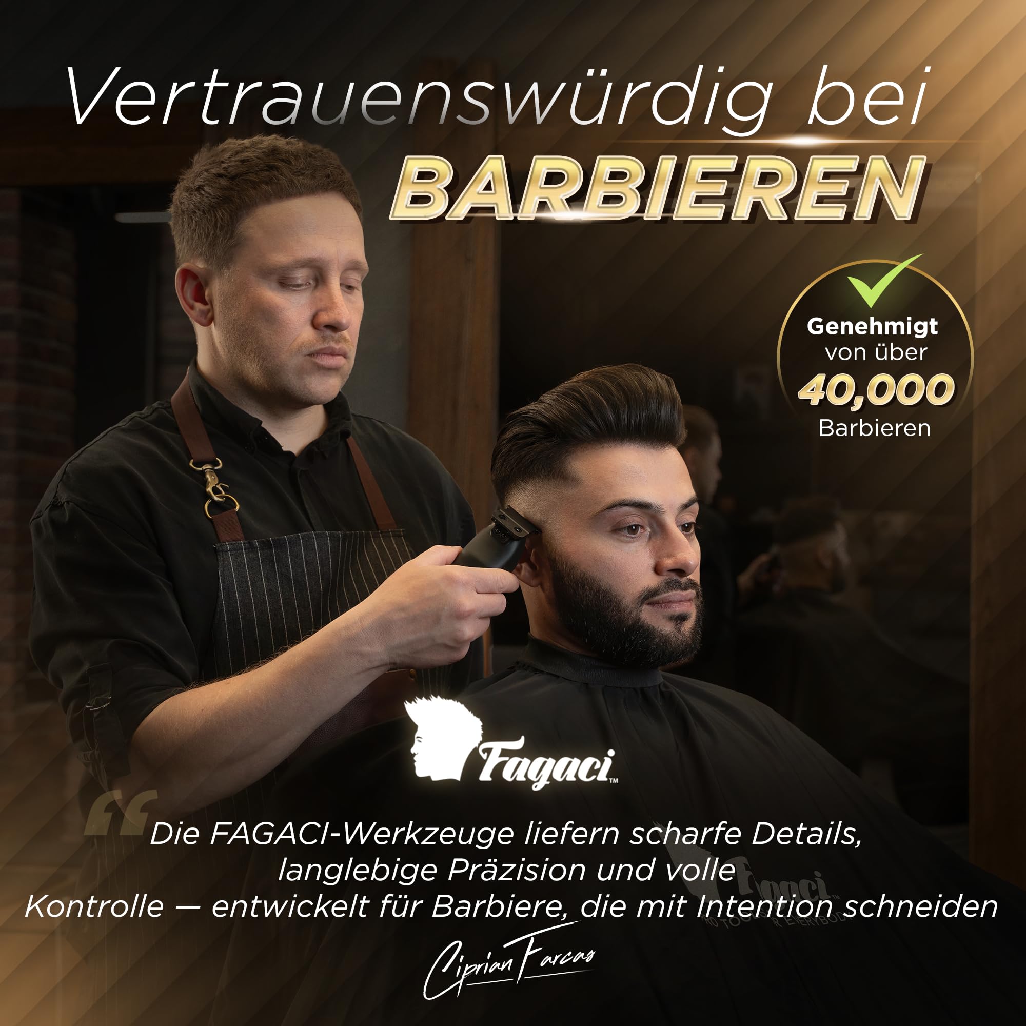 Fagaci Profi Zero Gap Haartrimmer Herren mit DLC Klingen, Hoher Drehmoment Konturen Haarschneidemaschine 0 mm, Haarschneider Herren Akku mit Vector-Motor, Detailer Haar Trimmer & Konturenschneider