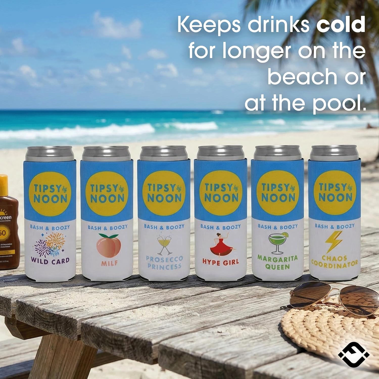 Funky Junque Bachelorette Slim Can Cooler Set | Funny Party Can Sleeves for Beach Bachelorette Party Favors, Bride & Bridesmaid Gifts - 12 oz Neoprene - Bachelorette Pack #3