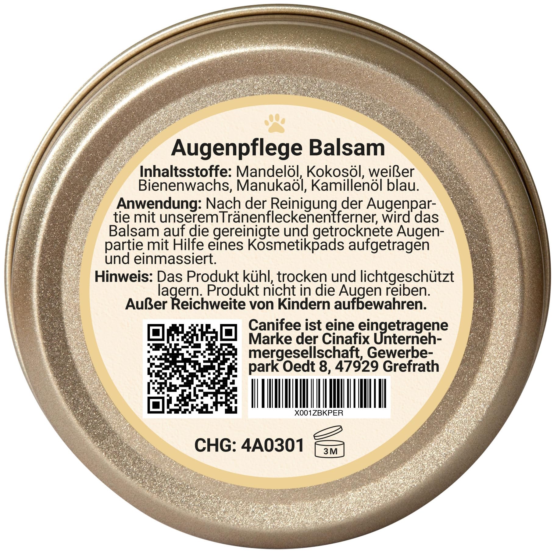 Balsam na plamy łzawiące dla psów i kotów 60 ml, balsam do pielęgnacji oczu zapobiegający powstawaniu plam po łzach
