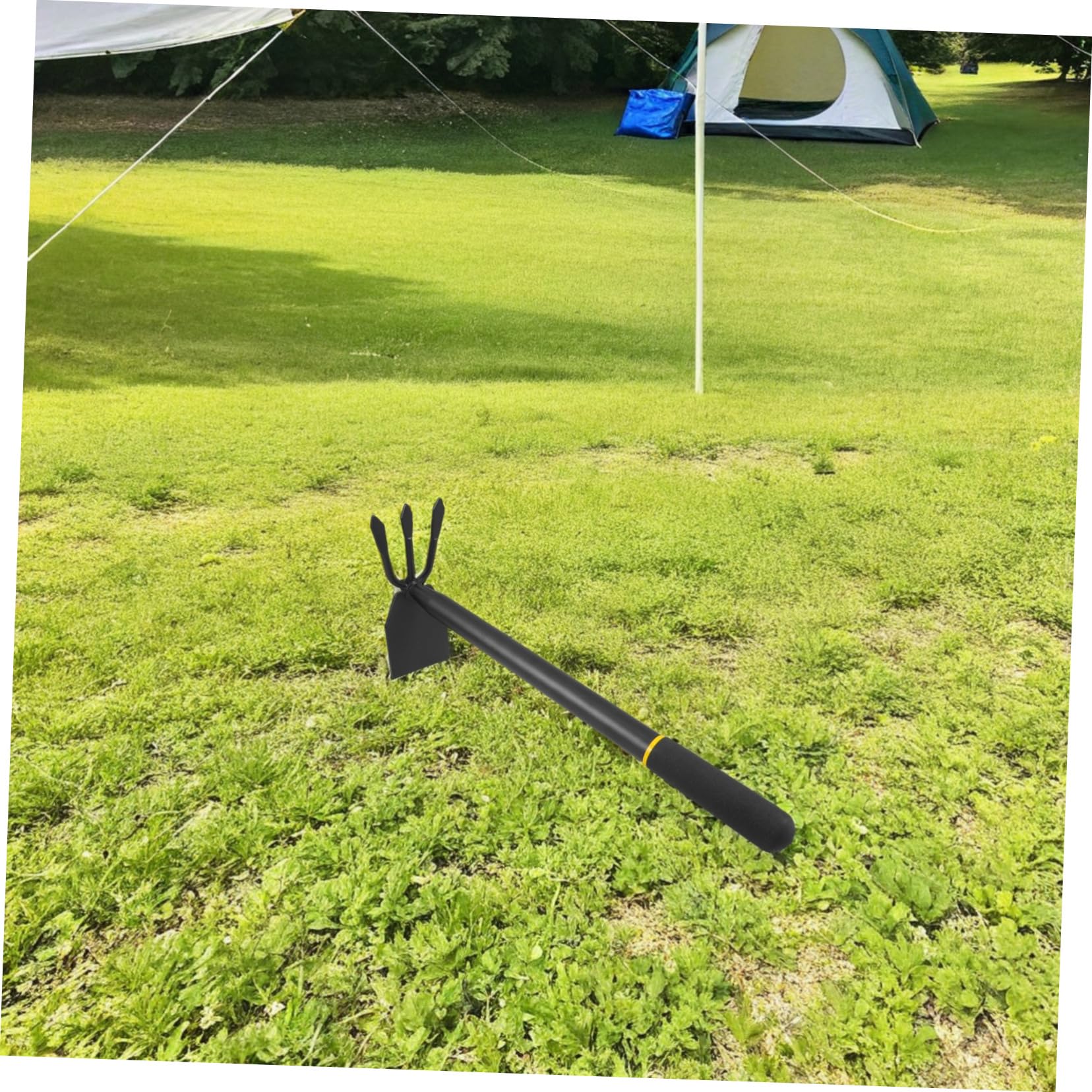 Happyyami Attrezzo da Giardino in Acciaio al Manganese, Utensile Portatile a 2 Teste, Monoblocco, Alta Resistenza, per Trapianto e Diserbo in Orto