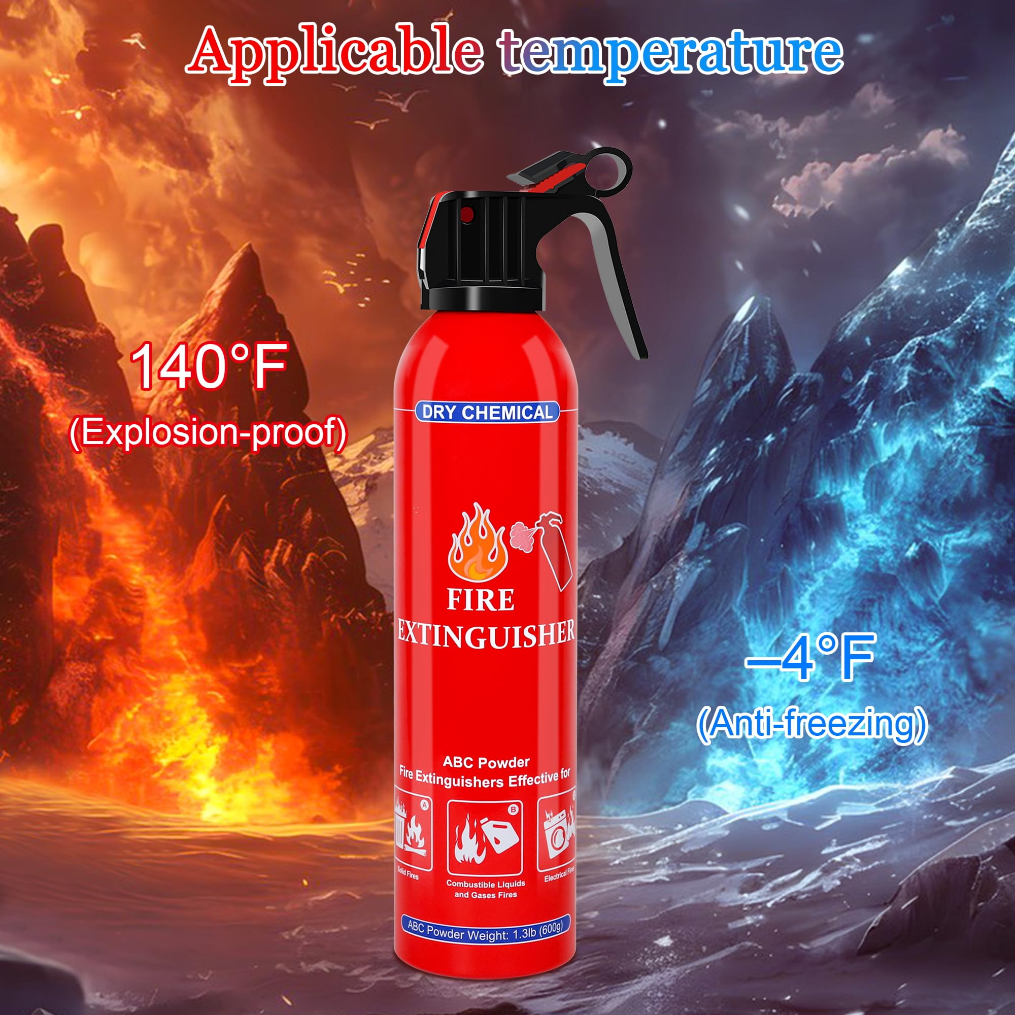 4 Pack ABC Dry Chemical Fire Extinguishers, Portable Dry Powder Fast-Acting Fire Extinguisher with Mount, Suitable for Home, Car, Boat, Truck, Electrical, Grease Fires