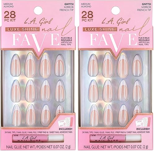 L.A. Girl Luxe Shine Fave Nail Tips, Mirror French GNT731G