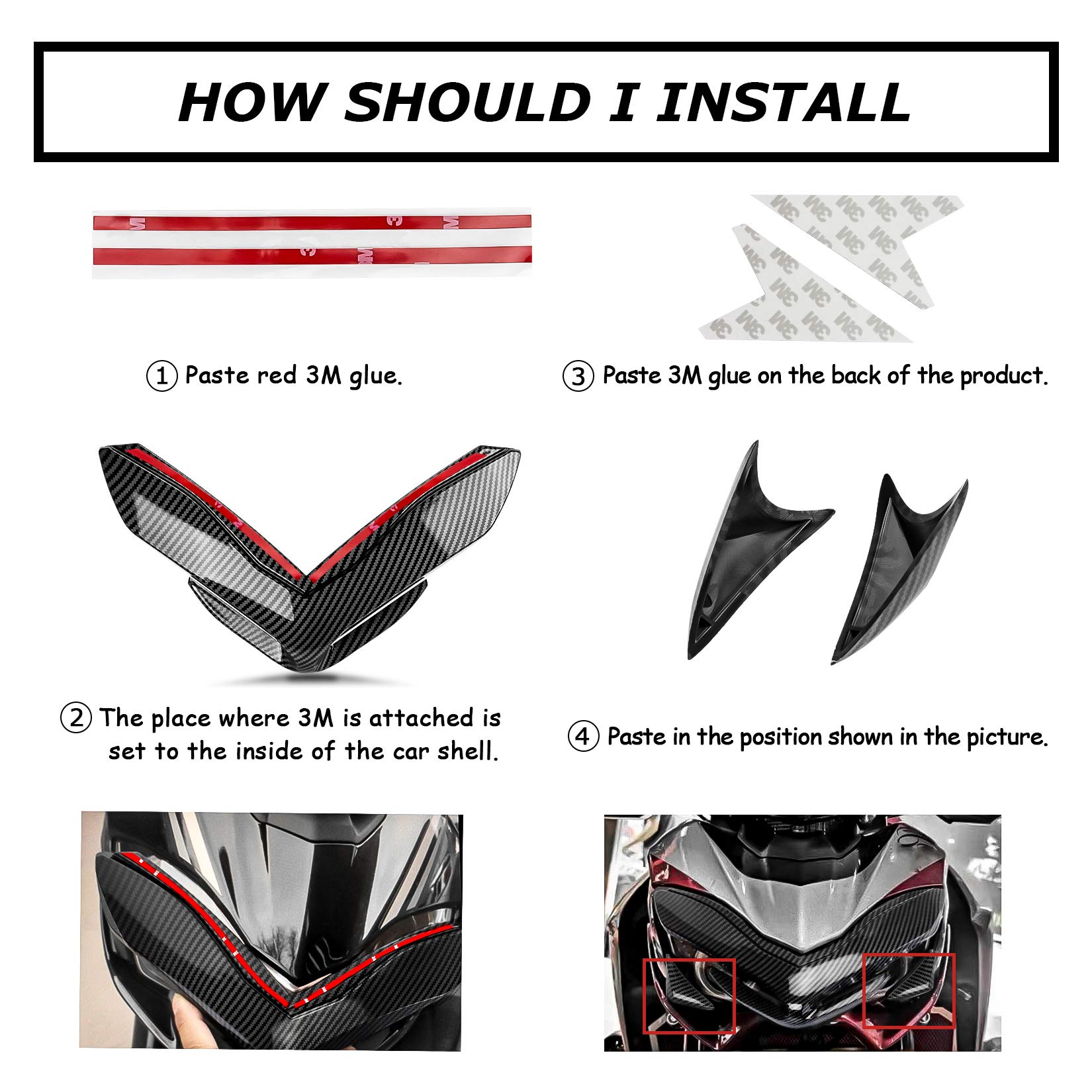 PSLER® Masque de Nez de Carénage Avant de Moto pour Z900 2017-2019 (Carbone)