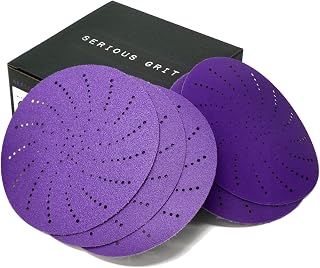 SeriousGrit 5-Inch Ceramic Hook & Loop Sanding Discs Assorted Grits 80-220 - 50 Pack Multi-Hole Film-Backed for Fast Cutting Orbital Sanders