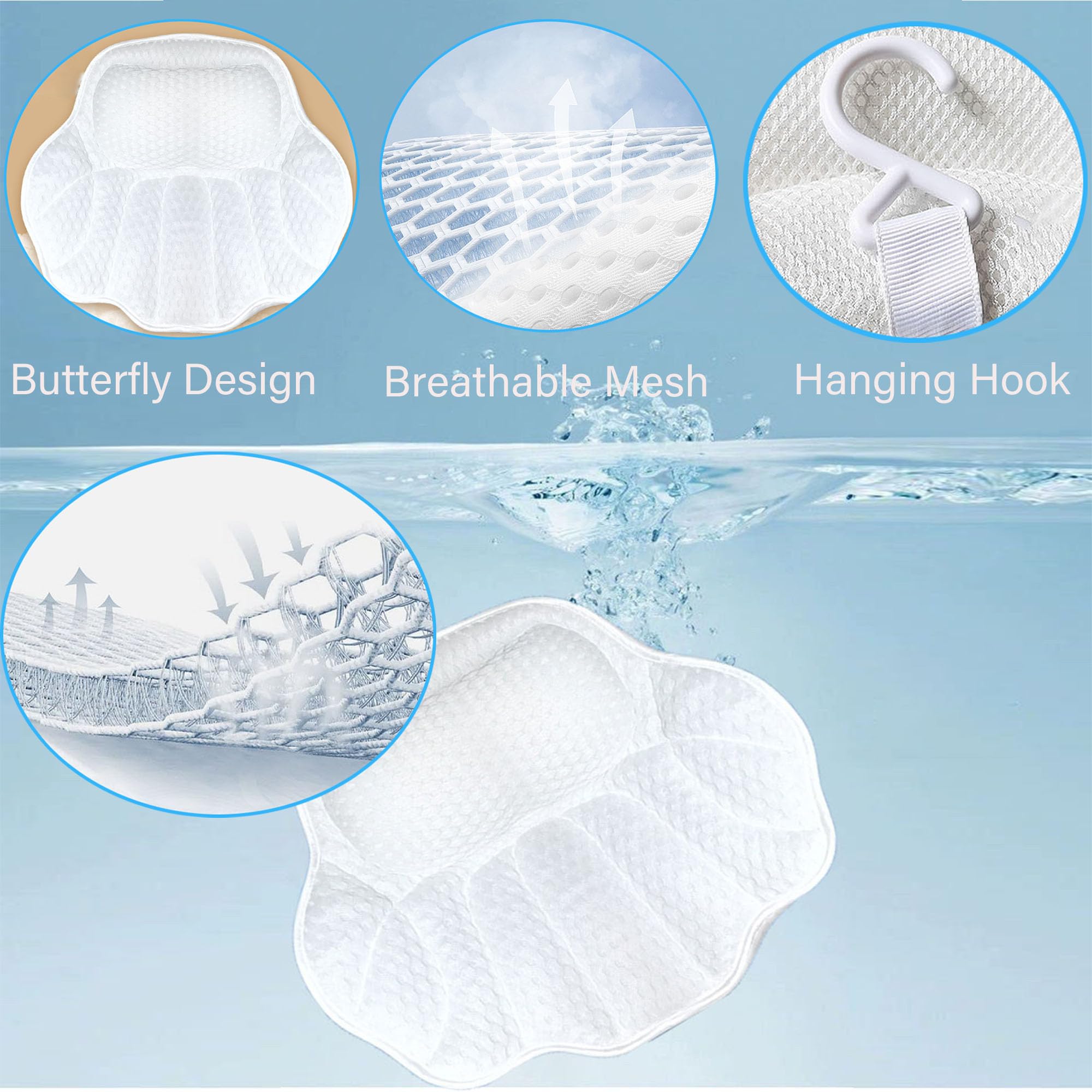 Acheter Oreiller De Bain Ergonomique Pour Le Soutien Du Cou Et Du Dos Dans La Baignoire, Oreiller De Baignoire Avec 6 Raccords à Ventouse Antidérapants