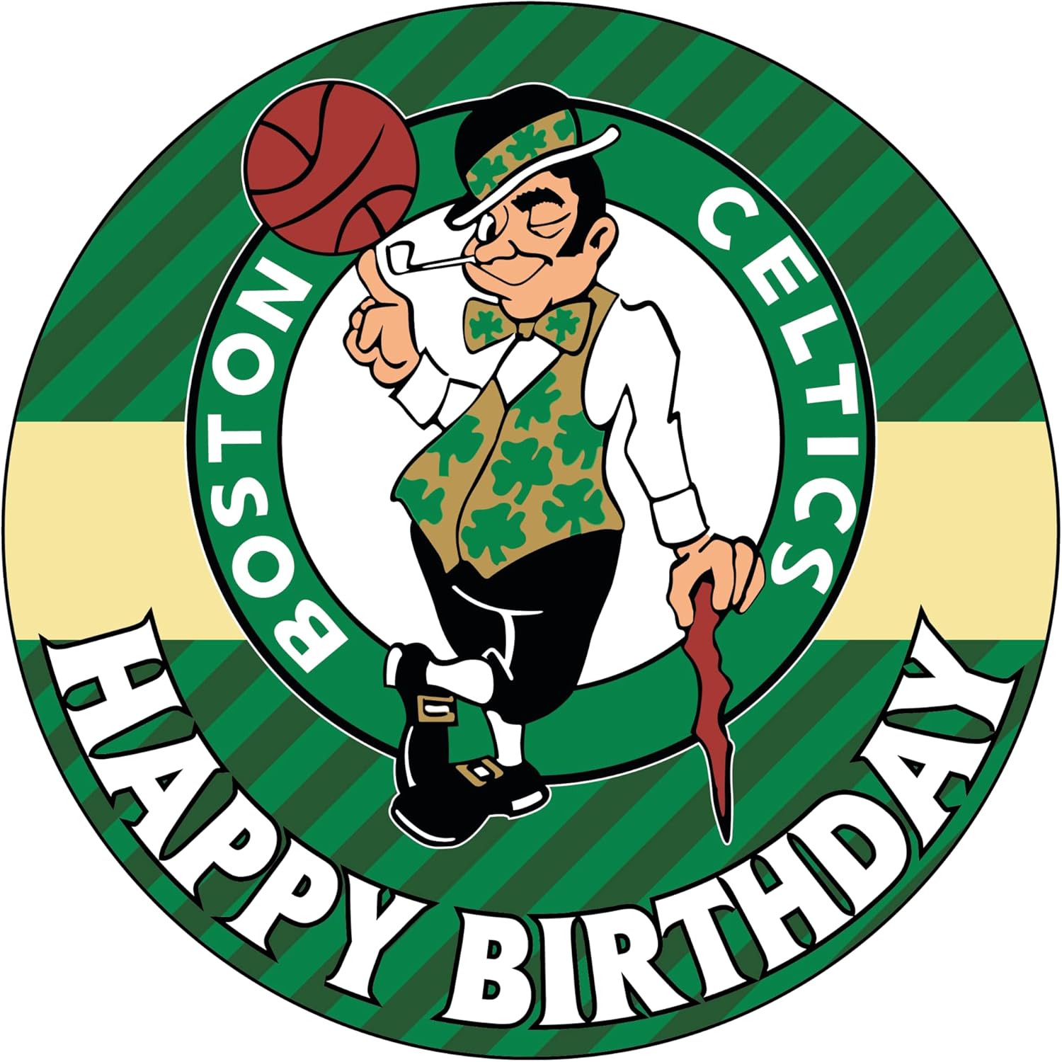 7.5 boston C BasketBall Cake Topper Round Edible Birthday