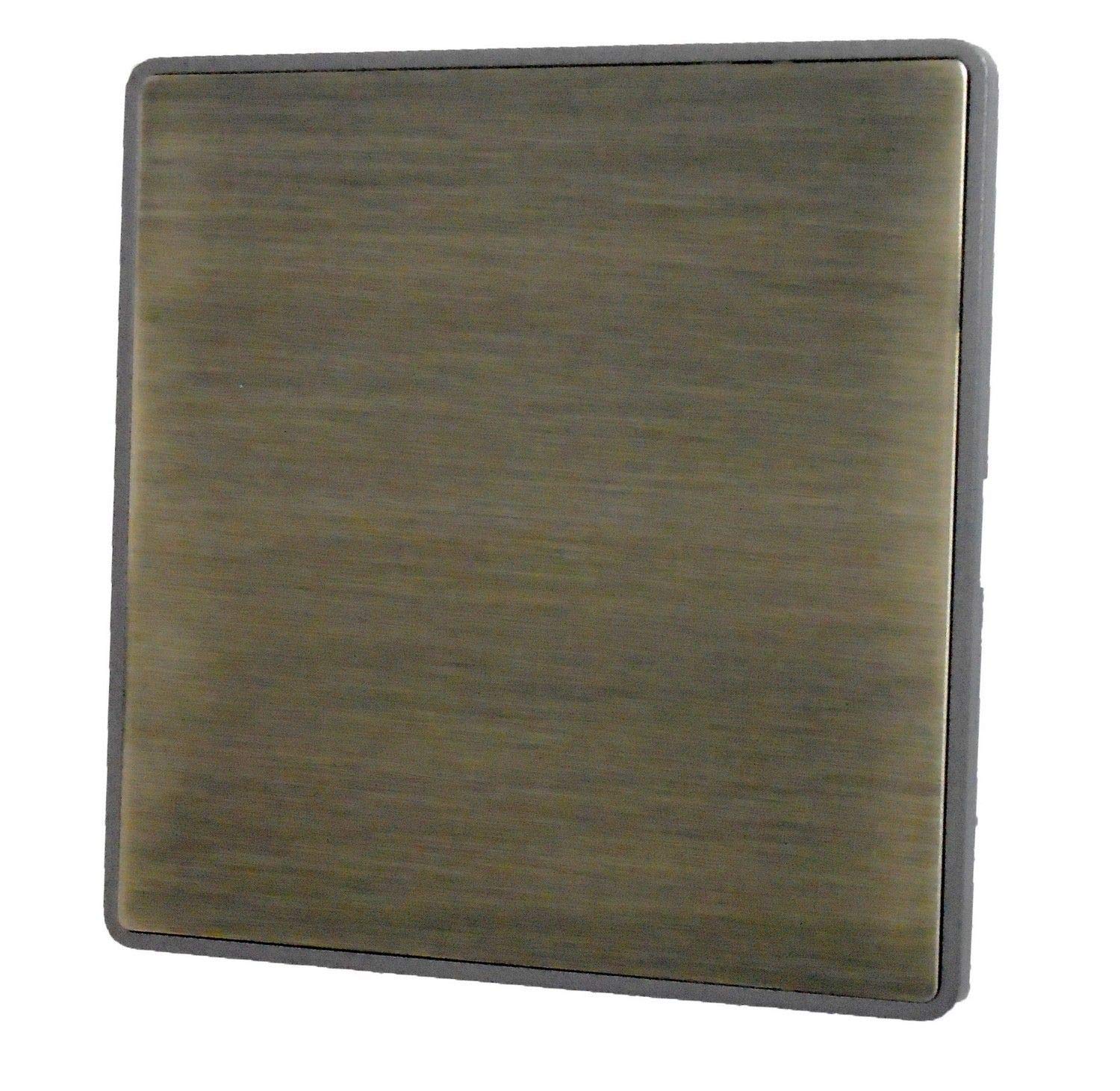 Screwless Antique Brass Single Blank Plate - LAB31