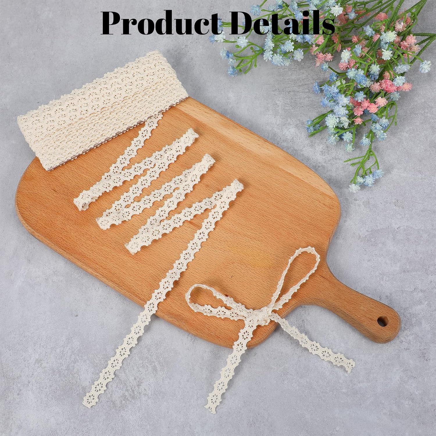 Ymapinc 10 Yards Vintage Cotton Lace Ribbon, 0.4inch (1cm) Thin Crochet Lace Trim, Ivory White Ribbon for Bridal Wedding, Bridal Scrapbook Crafts Supplies