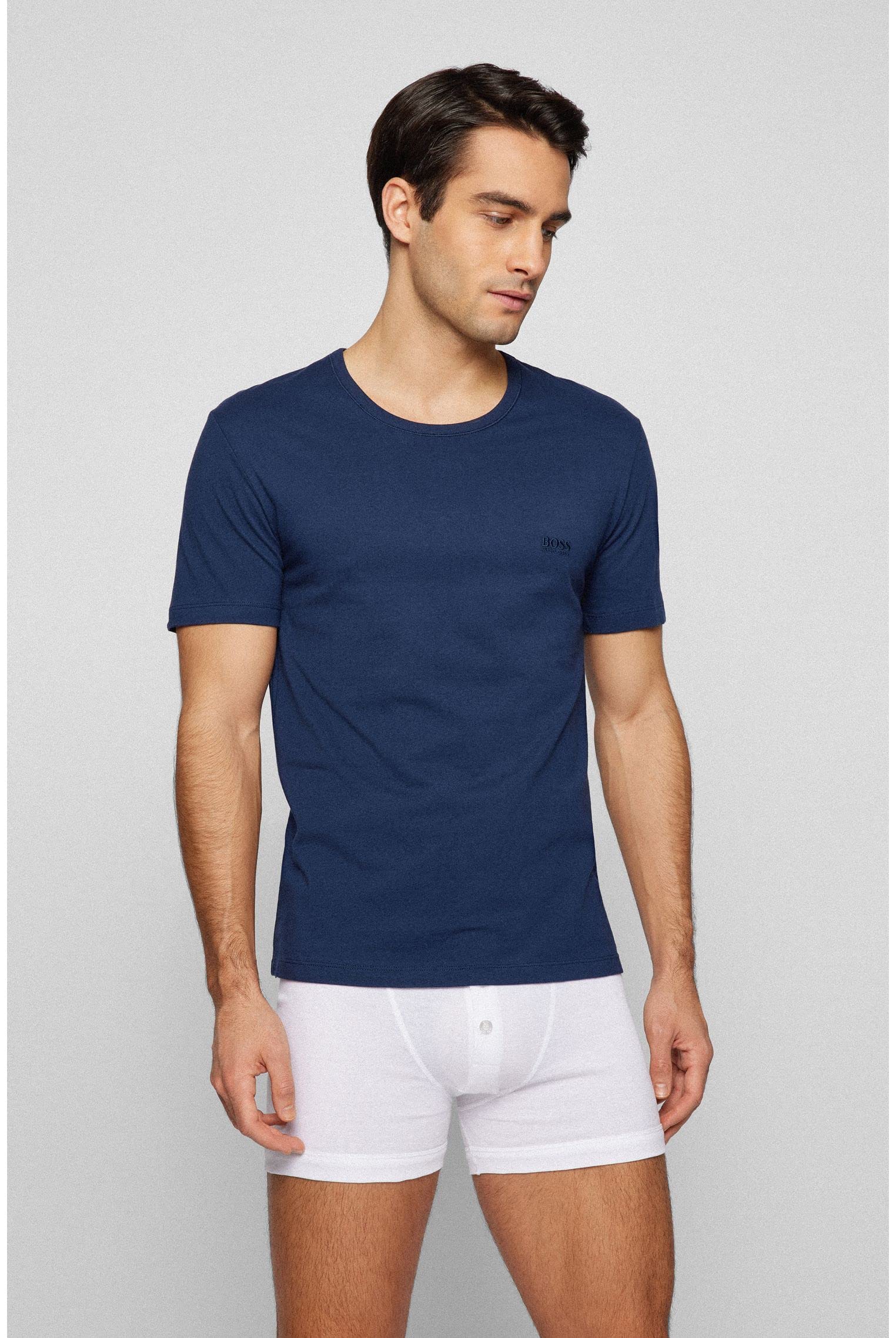 BOSS Mężczyźni T-Shirt RN 3P CO Koszulki,Open Blue497,M