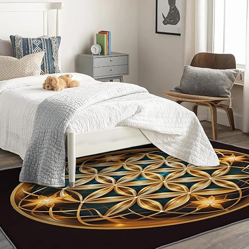 Miniatura 2 de Alfombras abstractas para sala de estar, alfombra abstracta y decoración del hogar, alfombra de 6 x 9 pies, alfombras negras y doradas para sala de