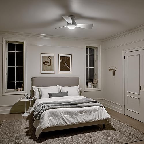 Miniatura 7 de Kichler 330151MWH Ventilador de techo Sola LED de 44 pulgadas, control de pared de 3 velocidades, función completa, acabado blanco mate con