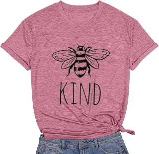 Be Kind T-Shirt Women Short Sleeve T Shirts Cute Bee Graphic Shirts Funny Inspirational Casual Tees Tops
