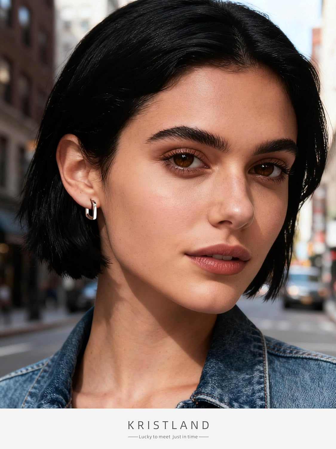 Dainty S925 Silver Square Hoop Earrings for Women Lightweight Crystal Small Open Square Huggies - Image 2