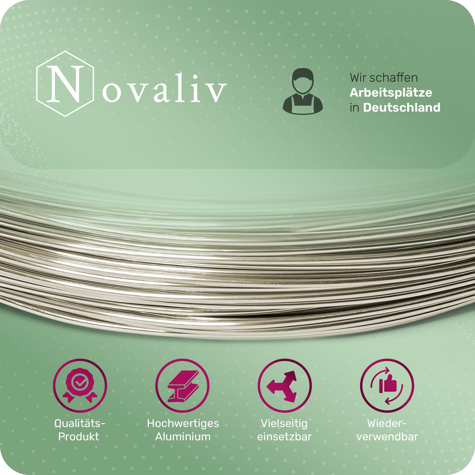 Novaliv Drut aluminiowy 2 mm, 300 m, kolor szampański, idealny jako drut giętki do majsterkowania, wszechstronny do projektów DIY i dekoracji, 60 m rolka drutu dekoracyjnego, drut do kwiatów, bez