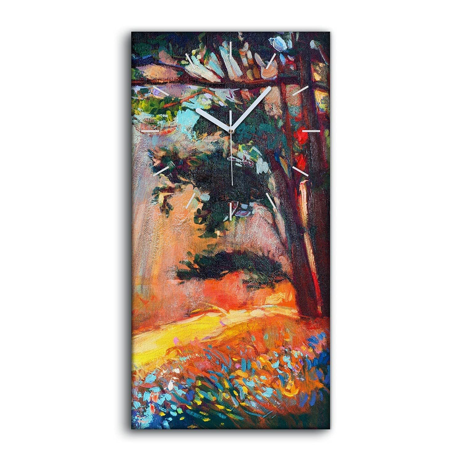 Horloge sur Toile Mains Blanches - Tableau Silencieux 30x60cm Arbre et Fleurs