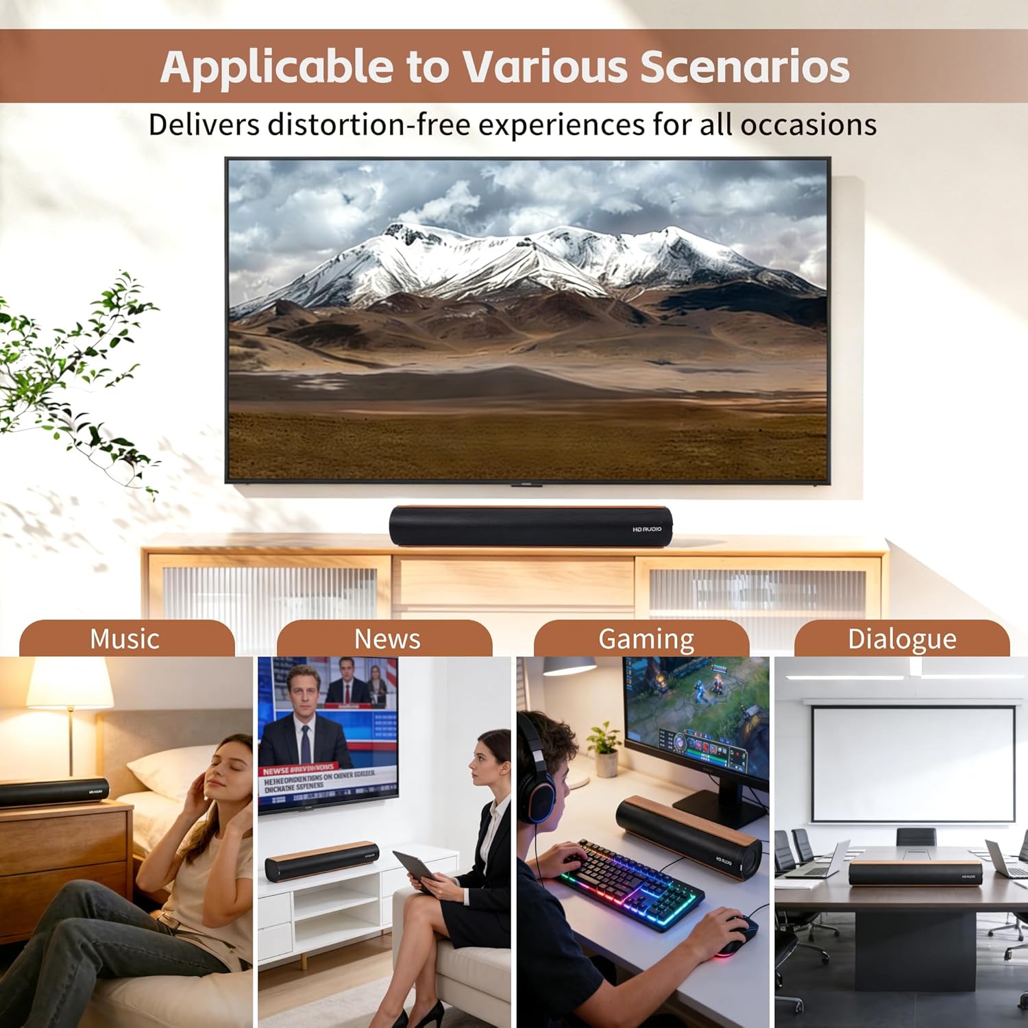 Sound Bar for Smart TV,50W Soundbar with Bluetooth/ARC/Optical/AUX Connect, Auto Volume Boost