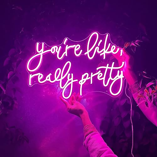 Miniatura 4 de Letrero de neón con texto en inglés You are Like Really Pretty Neón, tubo de neón rosa para decoración de despedida de soltera, cumpleaños,