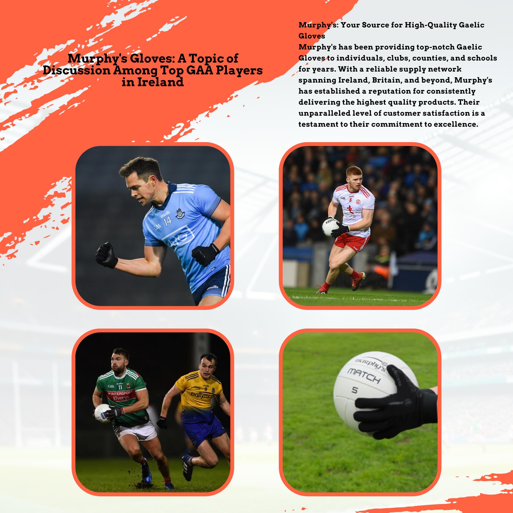 Murphys V2 Gaelic Gloves (M) (Gray/Red/White)