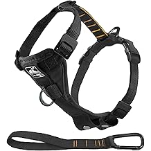 Kurgo Tru-Fit Smart Dog Walking Harness, Quick Release Buckles, No-Pull Training Clip, Includes Seat Belt Tether, Medium-Black