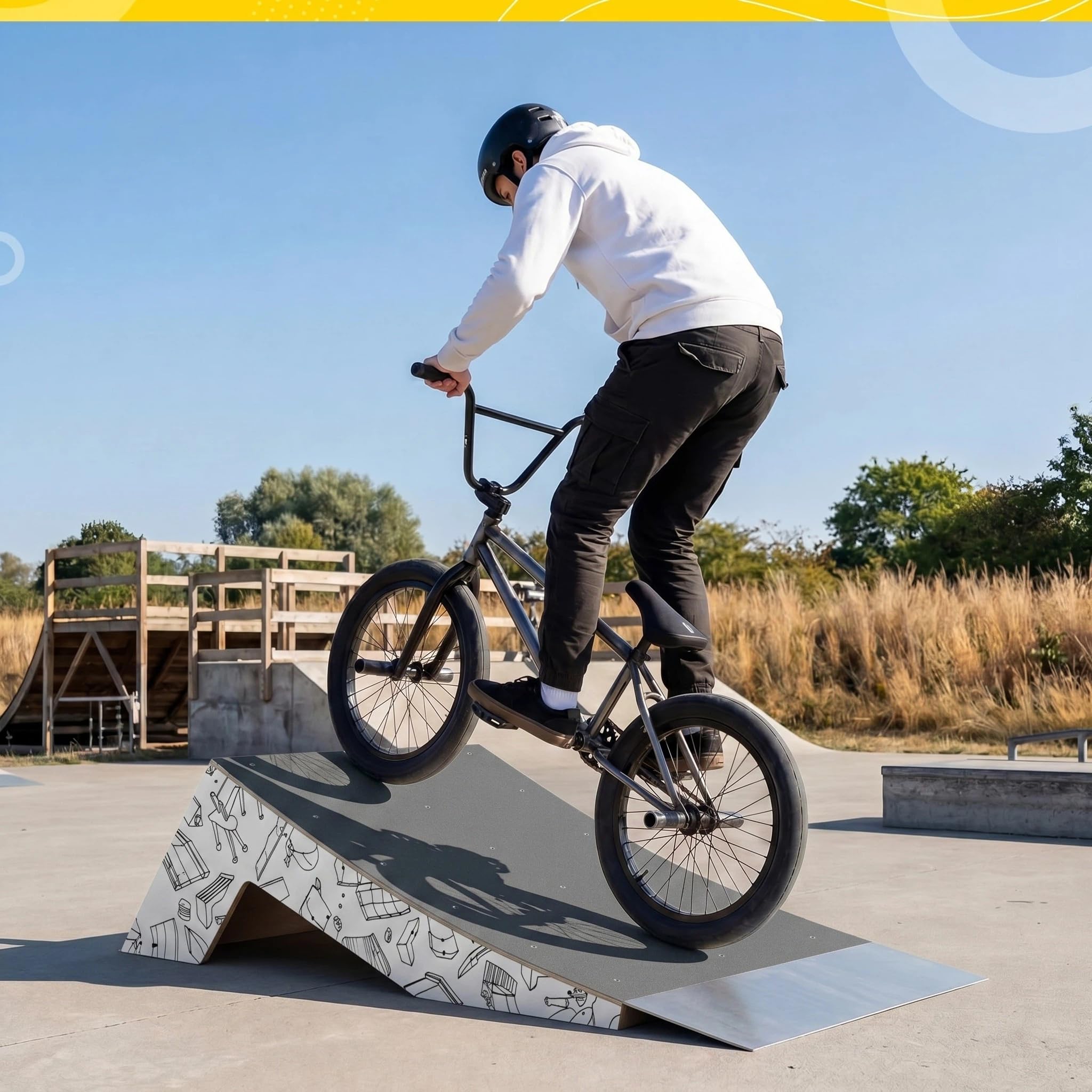 AceOrbit Quarter Pipe Skate Ramp, Anfänger Holz Skateboard Bike Rampe für den professionellen Gebrauch zu Hause, Geschenke für Skateboarder, funktioniert mit BMX, Rollern & Inline-Skates