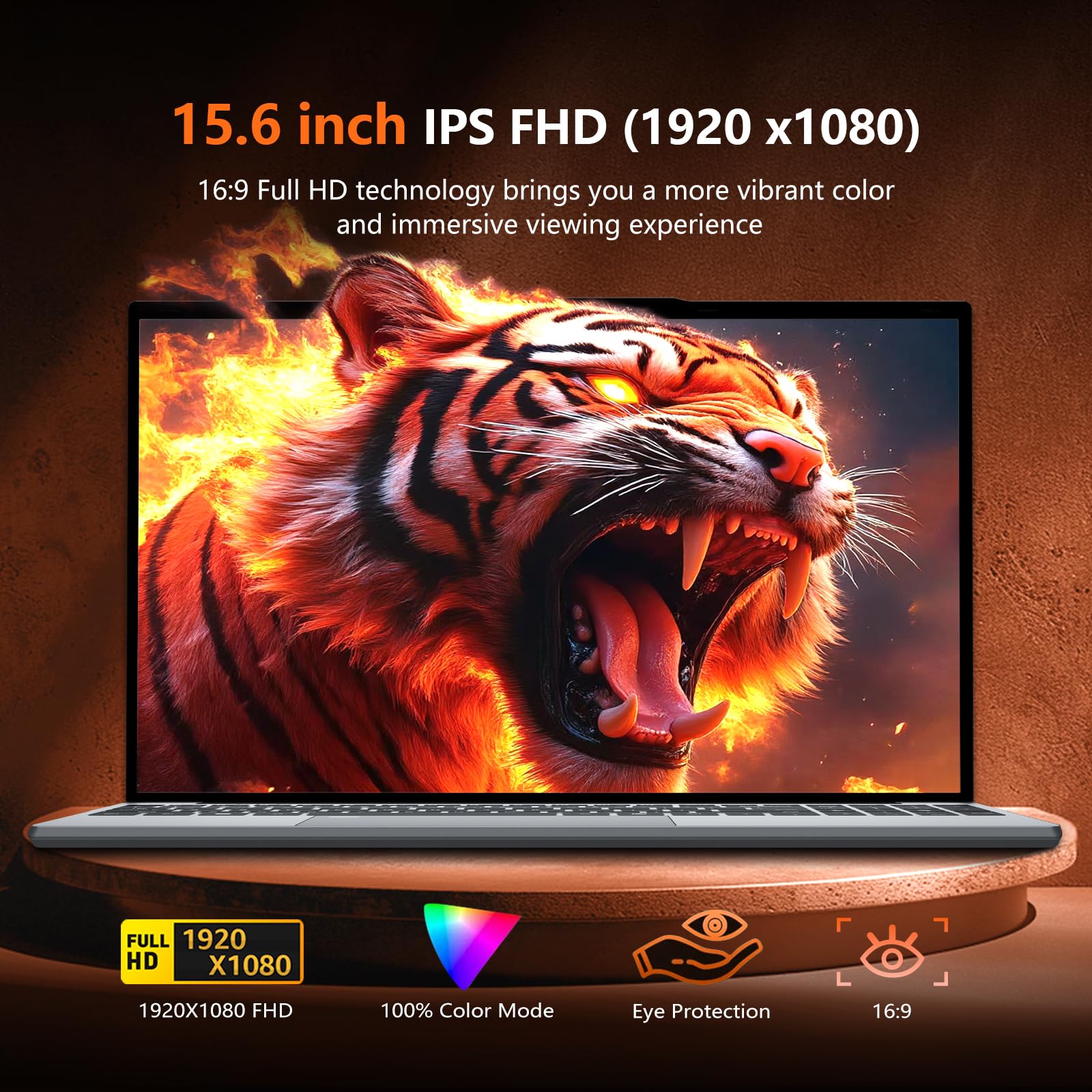 15,6 Pouces Ordinateur Portable, Win 11 PC Portable 16Go RAM DDR4 512Go SSD, CPU Twin Lake-N150, Clavier Rétro-éclairé+Déverrouillage Empreinte, Laptop1080P Écran, WiFi5+Mini-HDMI+USB3.0+BT4.2+Webcam