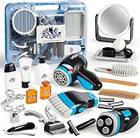 JOYIN 23-Pc Barber Shop Pretend Play Set for Boys - Kids Shaving & Haircut Kit, Safe Toddler Role Play Toys with Storage Box, Ages 3+