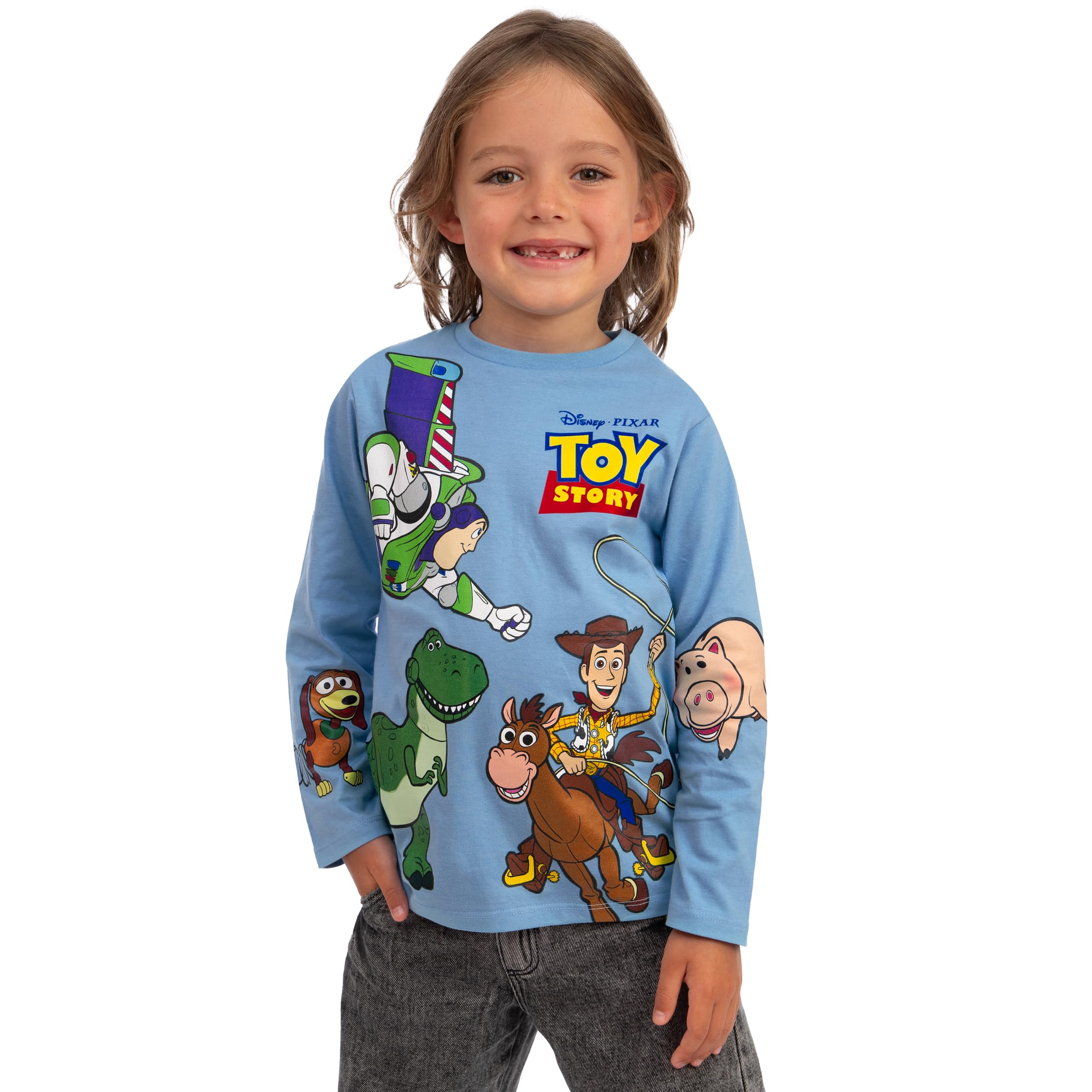 Disney Toy Story Slinky Dog, Woody i Buzz Lightyear chłopięca koszulka z długim rękawem, miękka bawełna chłopięce T-shirty