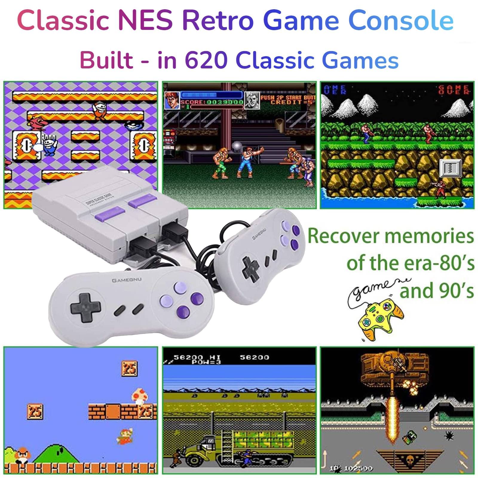 620 Retro Game Console,Classic Mini NES Game System with Preloaded