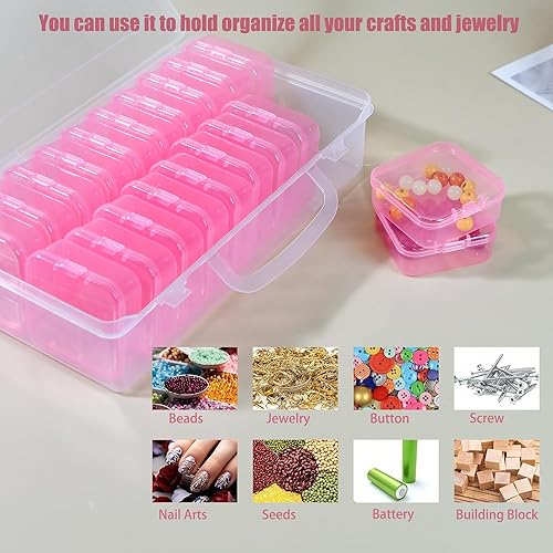 Miniatura 4 de Juego de cajas de almacenamiento de plástico transparente de 20 piezas, organizador de manualidades de tamaño mediano con tapas, contenedores de