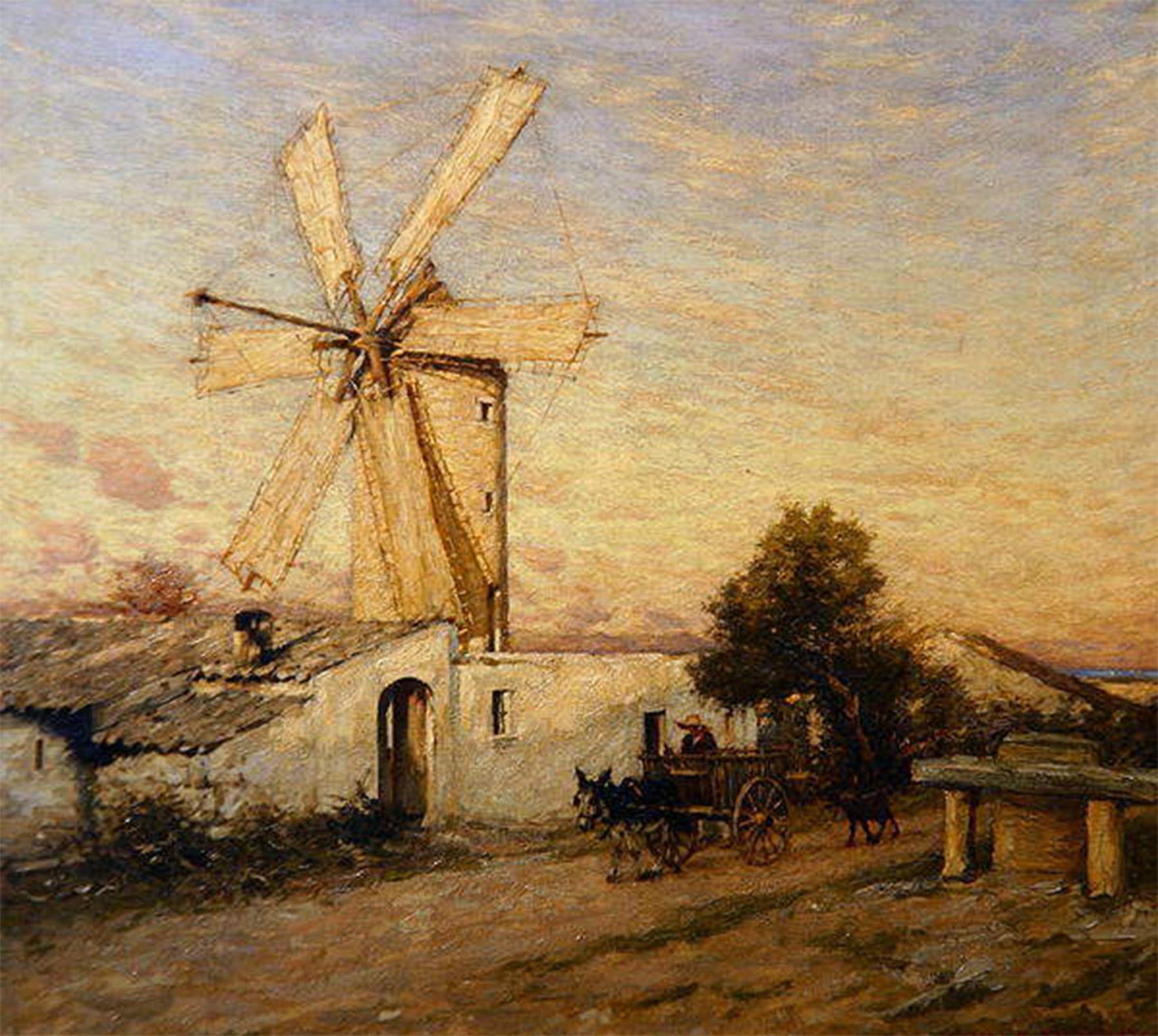 ARTXLXXBN Famous Painting Art Wall Decor Abstract Art Picture Moonrise in Spain Buger Mallorca by Henry Herbert La Thangue Animal Pictures for Home Decor 60x90cm