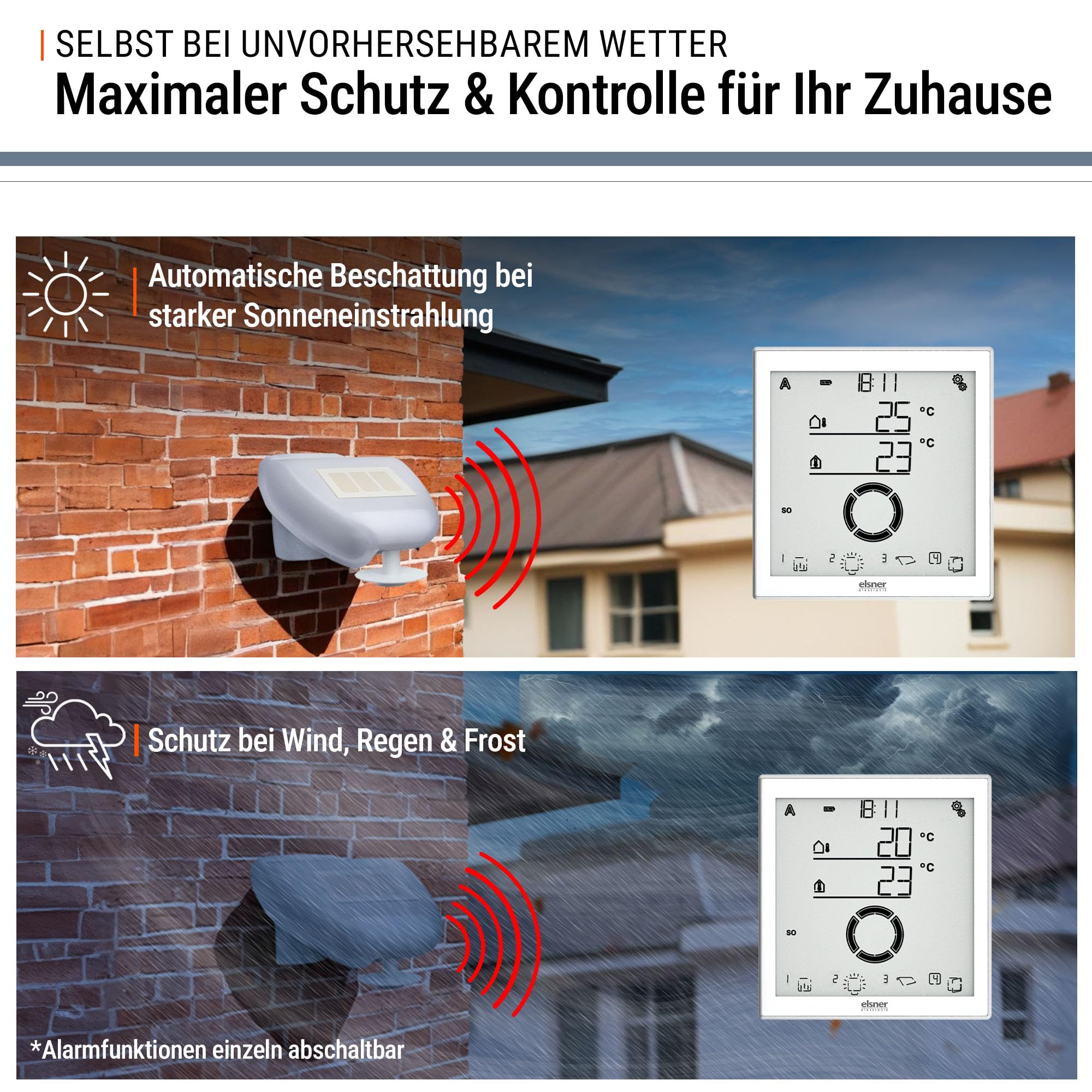 Solexa 2.0 Markisensteuerung Funk – Mit Wetterstation | SMART HOME Jalousie-, Fenster-, Rollladensteuerung, Lichtsteuerung, Heizungssteuerung – Mit Zeitschaltuhr – Made in Germany