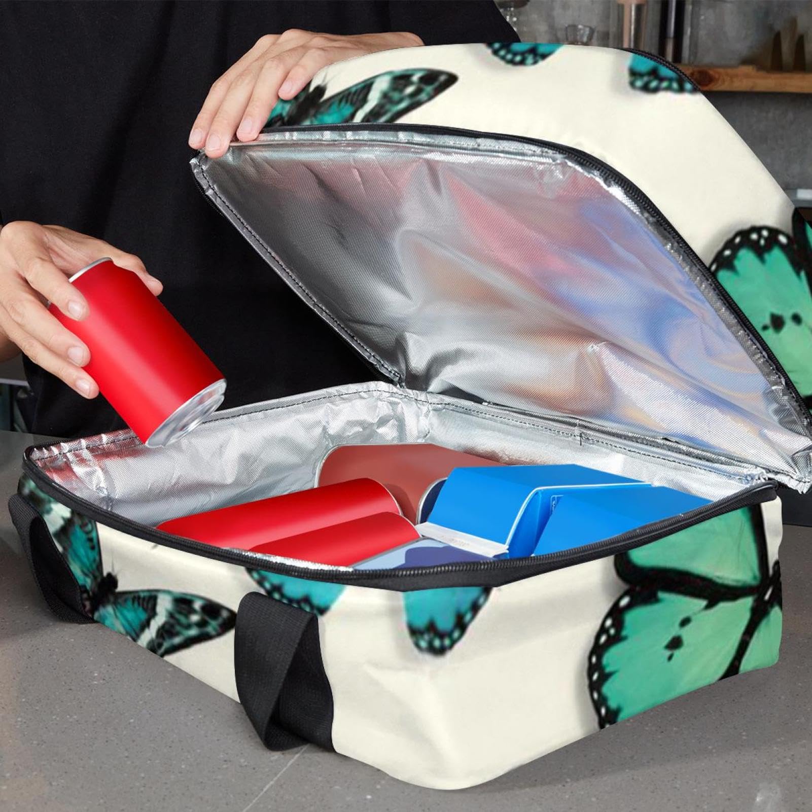Grand sac à déjeuner isotherme pour homme et femme, double couche, étanche, étanche, réutilisable, sac fourre-tout pour le travail, l'école, le pique-nique, la plage, le camping, les voyages,