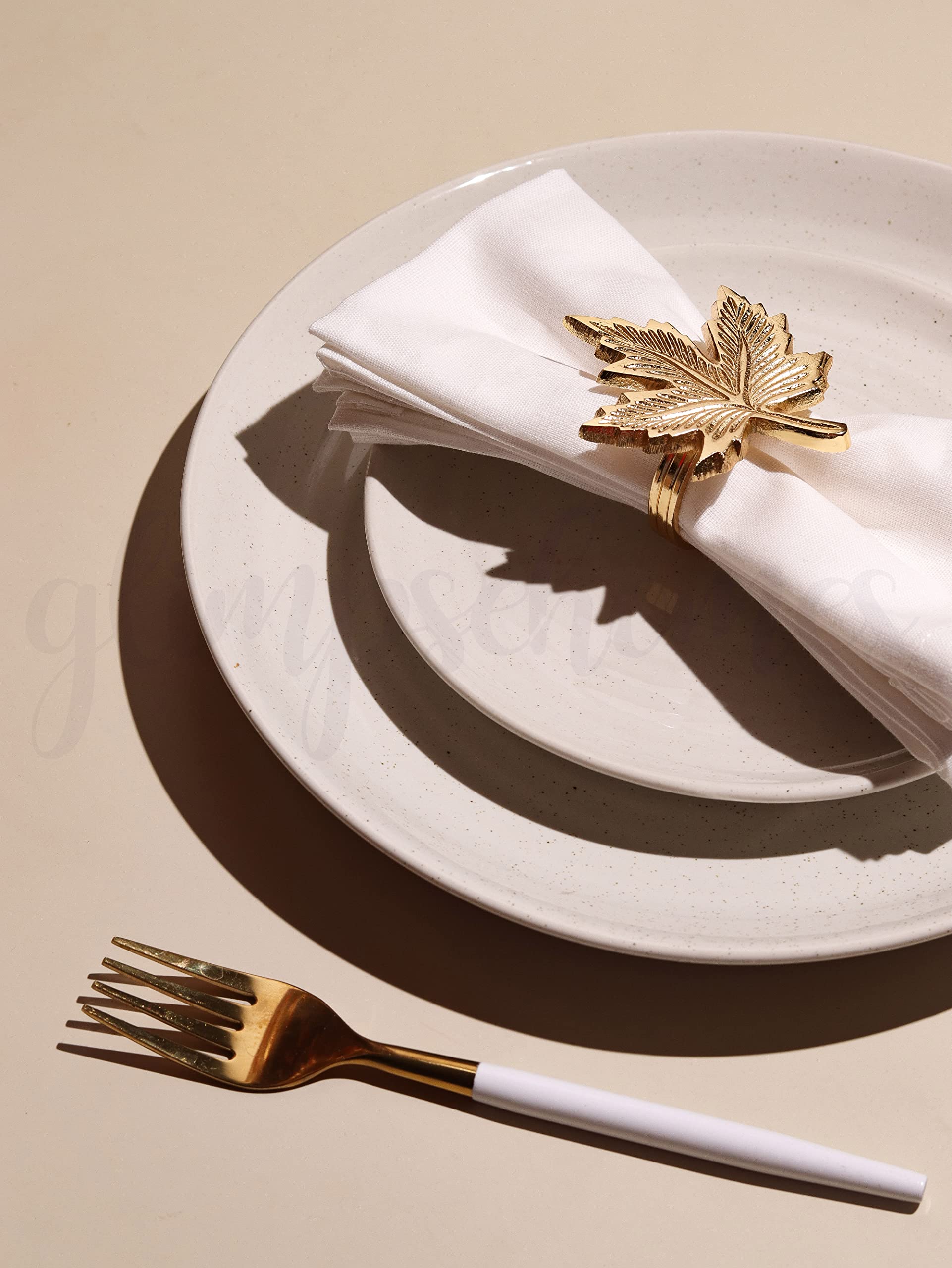 Glimpse Homes Elegant Napkin Rings for Dining Table, Maple Leaf (12) 2
