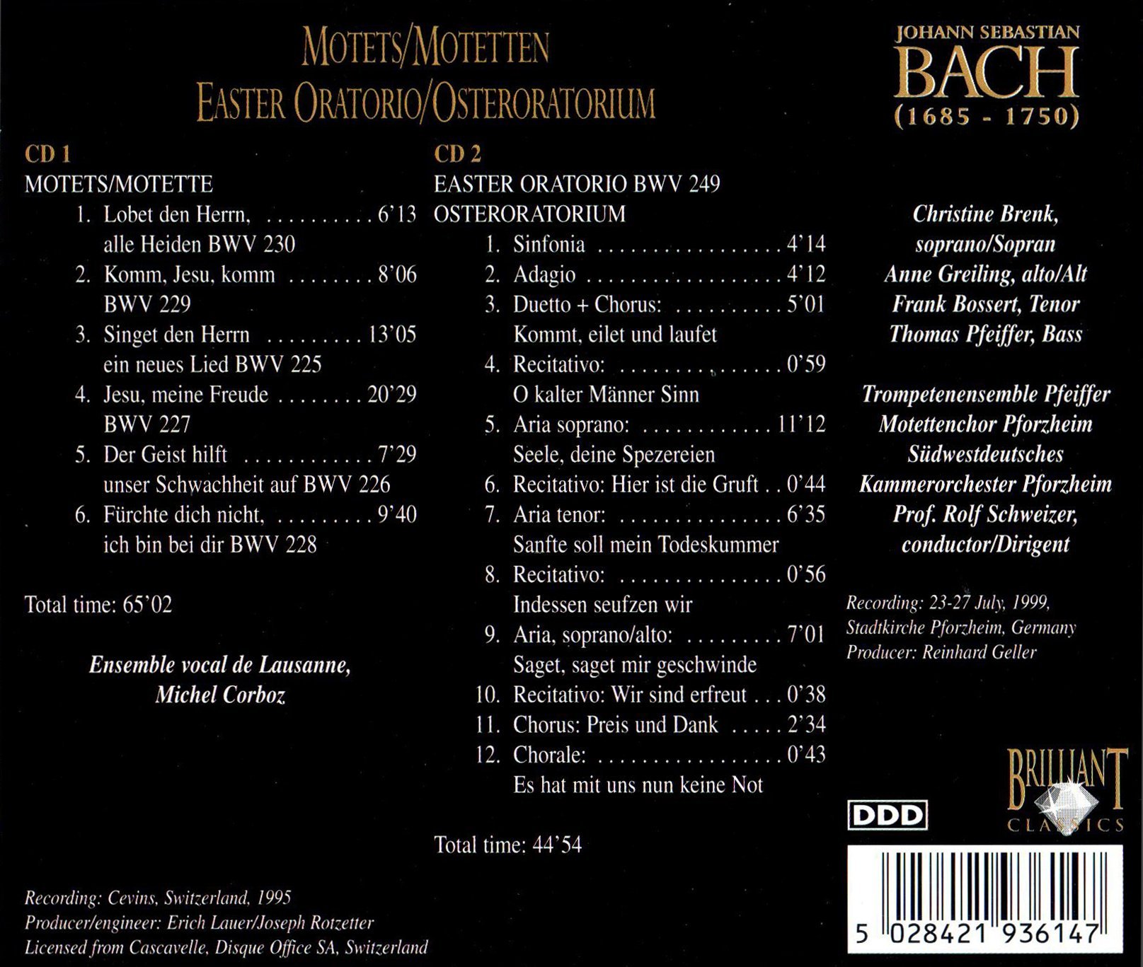 BACH: Motets- Easter Oratorio
