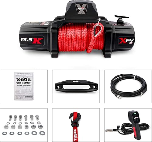 Miniatura 6 de X-BULL Winch-Kit de cabrestante eléctrico de capacidad de carga de 13500 libras, cuerda sintética de 12 V, cabrestante eléctrico impermeable IP67