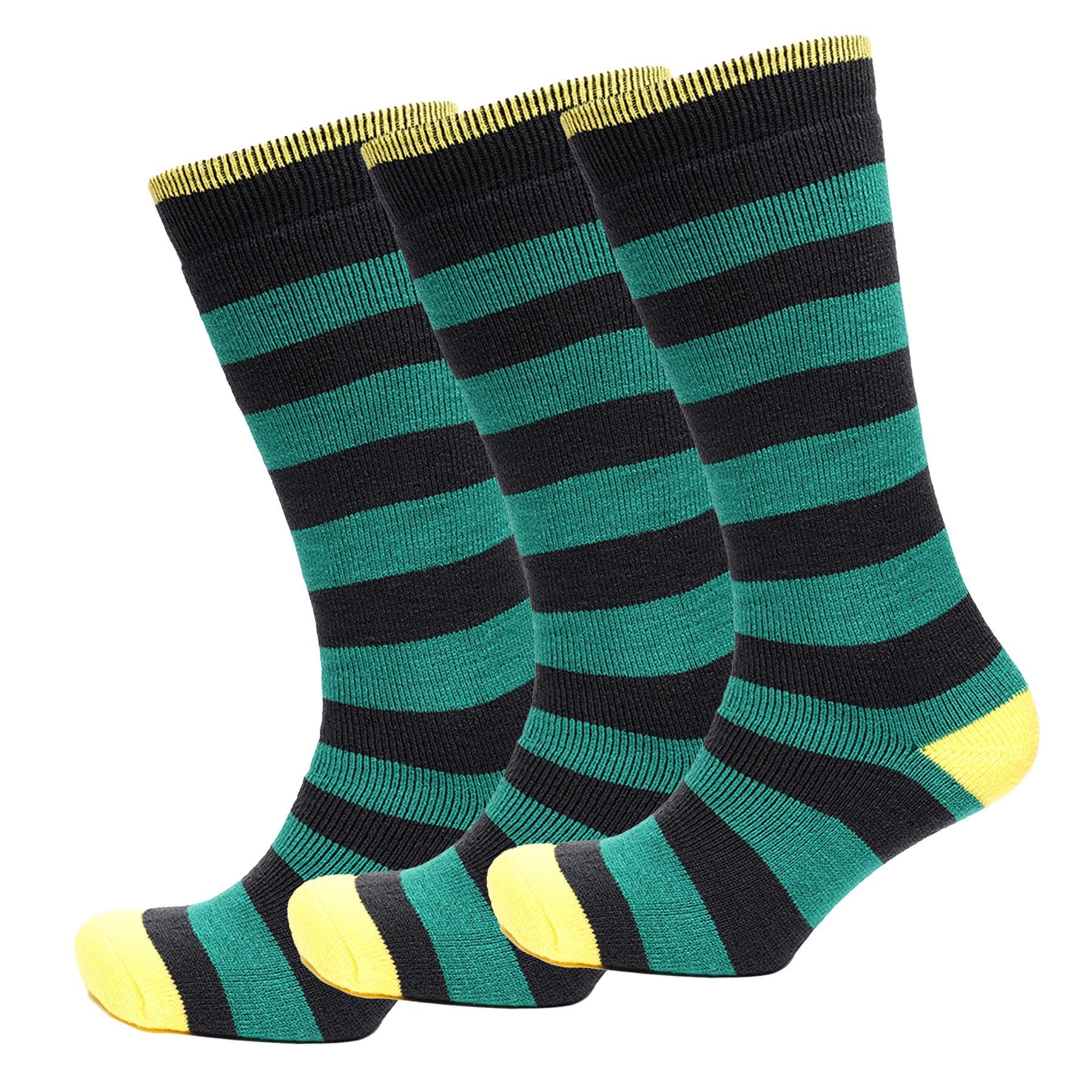 A2z Men's Green Stripe Welly Wellington Boot - Socks Az2611green 3 Pack 7-11
