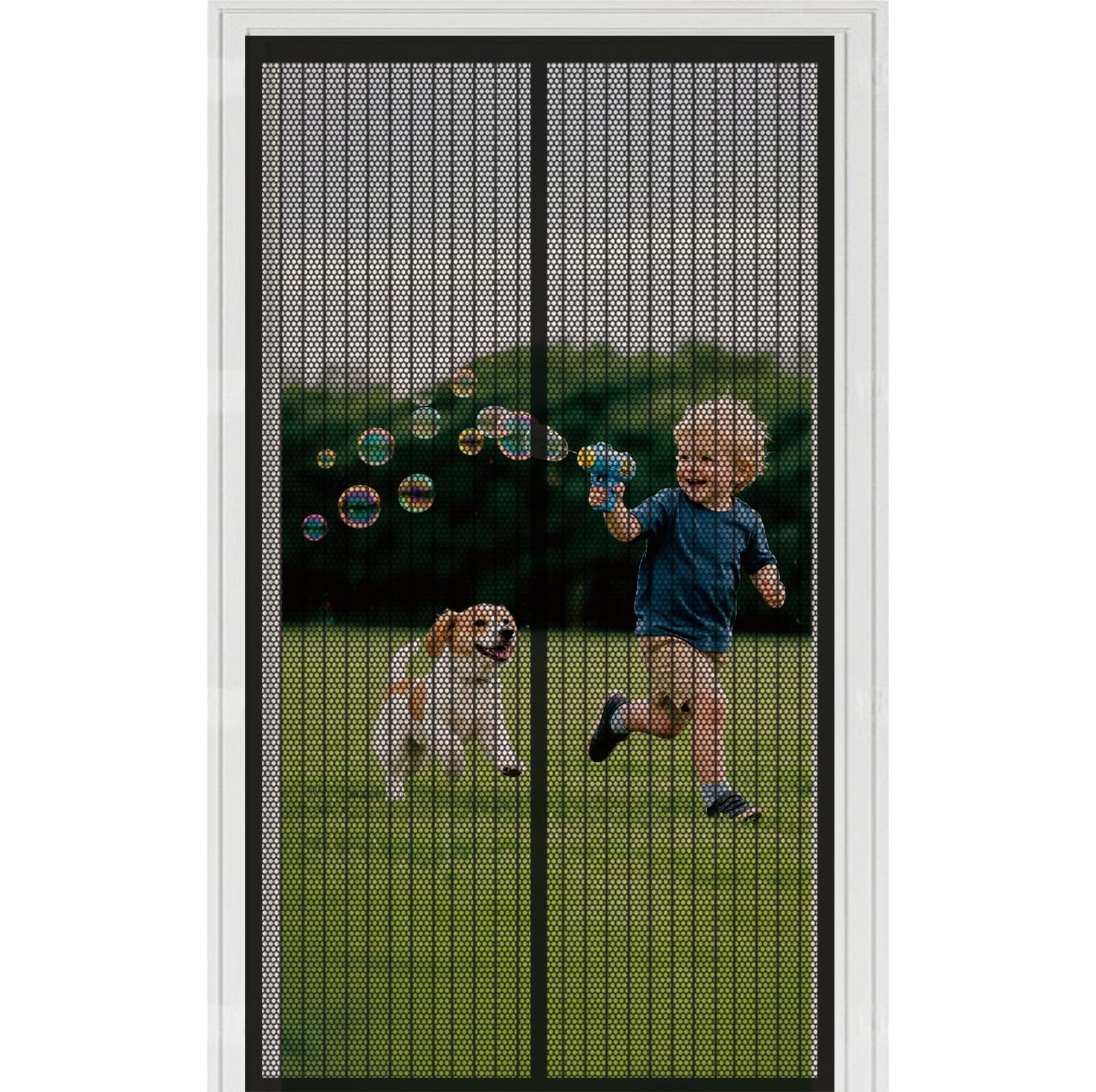 Moustiquaire aimantée de fenêtre 138x252 cm en maille noire ultra-fine