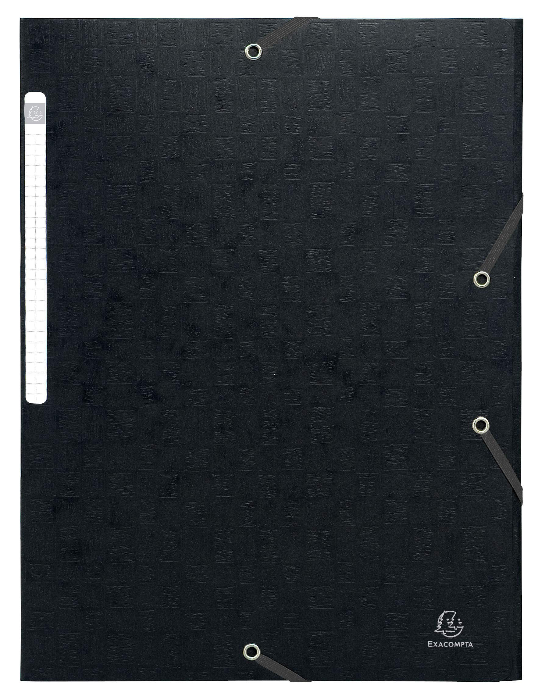 Exacompta - Ref 55951E - Scotten Elasticated 3-Flap Folders - Suitable for A4 Documents, 600gsm Embossed Mottled Pressboard, FSC-Certified - Black (Pack of 25)