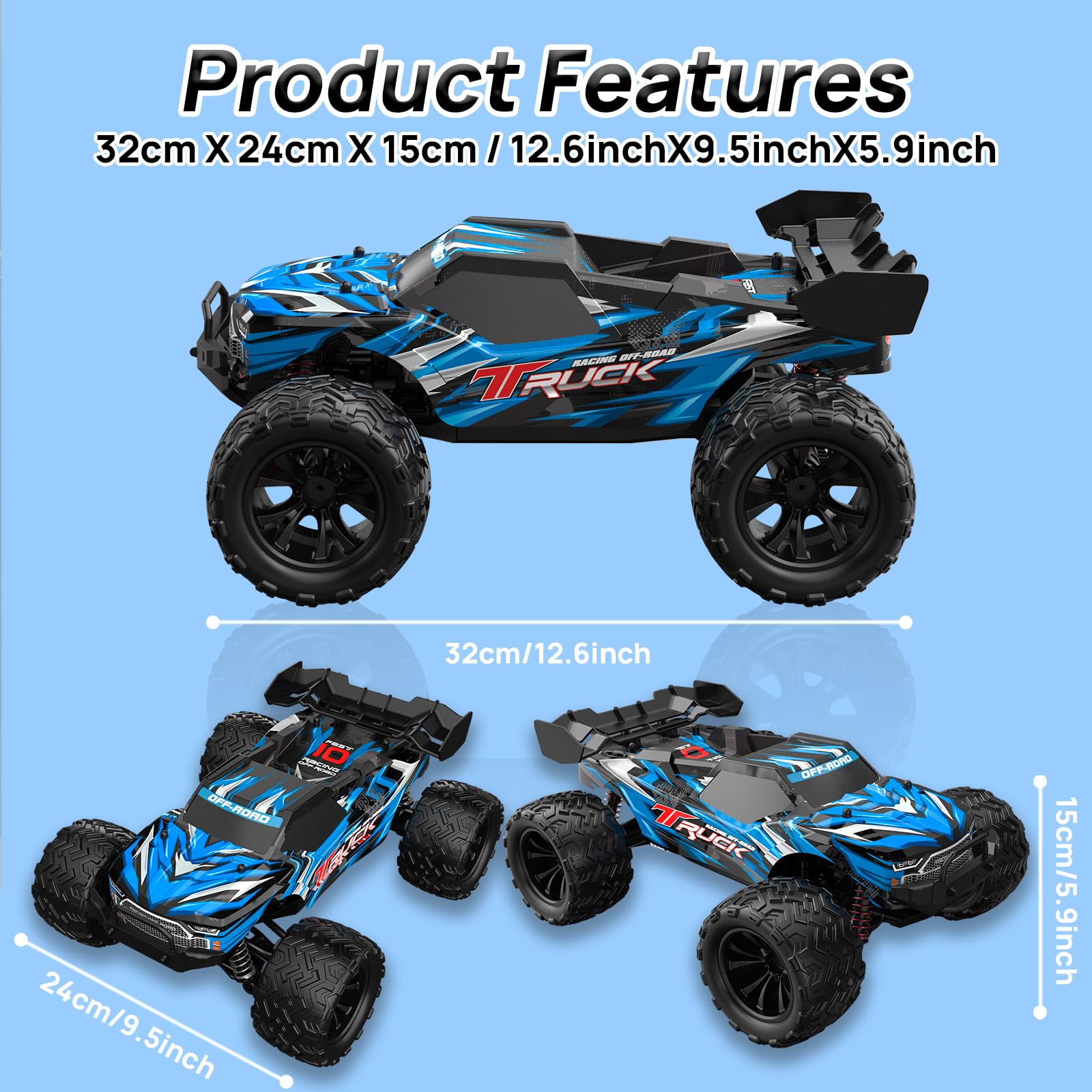 40KM/H Ferngesteuertes Auto, 1:16 RC Auto Ferngesteuert Monstertruck RC Car | Schnelles Ferngesteuertes Auto Monster Truck für Erwachsene RC Auto Ferngesteuert für Jungen