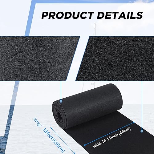 Miniatura 3 de Remerry Alfombra de litera para remolque de barco, alfombra marina acolchada de poliéster negro para remolque de barco, paso de repuesto para